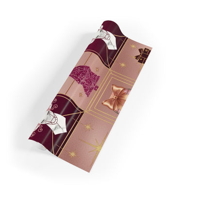 Elegant Holiday Gift Wrapping Paper Roll - Christmas Design with Reindeer and Golden Accents