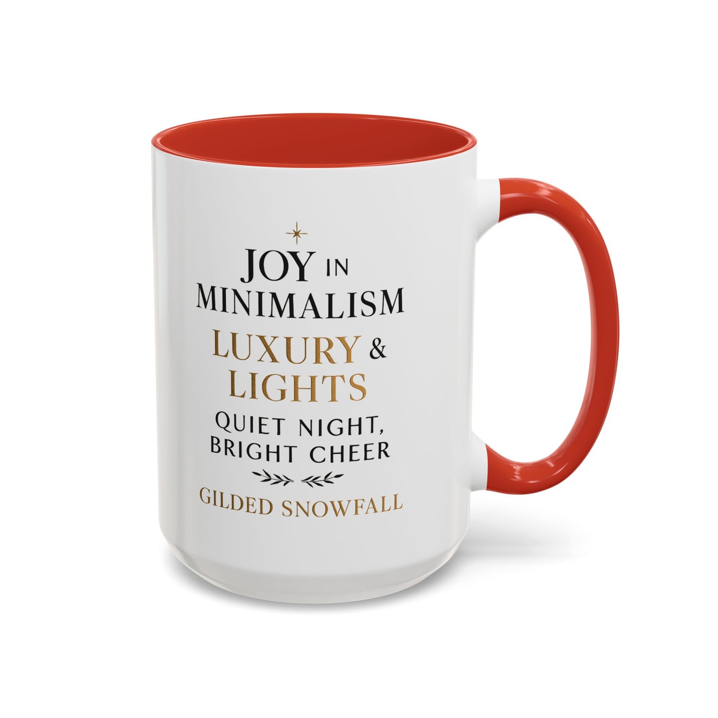 Joy in Minimalism Luxury & Lights Coffee Mug — Holiday Gilded Snowfall Design (11/15oz)