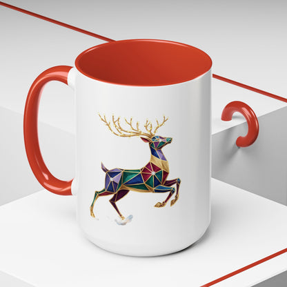 Geometric Rainbow Reindeer Accent Coffee Mug (11/15 oz)