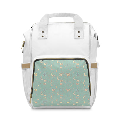 Purple Moon & Butterfly Diaper Backpack — Multifunctional Baby Bag