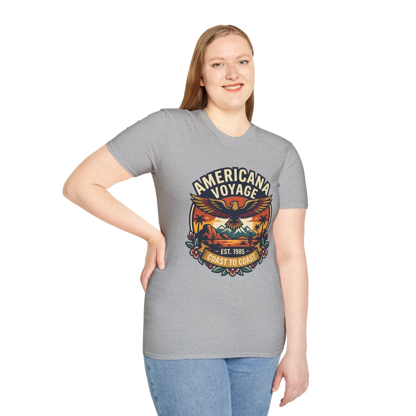 Americana Voyage retro Graphic T-Shirt — Coast to Coast Eagle Sunset