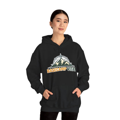 Base Camp Vital Outdoor Fleece Hoodie | Mountain Compass Graphic Pullover | 50/50 Midweight Trail Hoodie  Vital Hoodie  (free shipping)