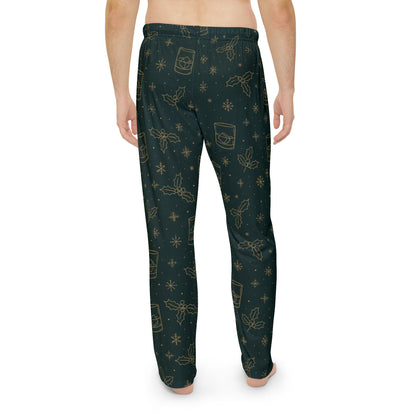 Men's whiskey Christmas Pajama Pants — Dark Green Whiskey & Botanicals Lounge Pants (All-Over Print)