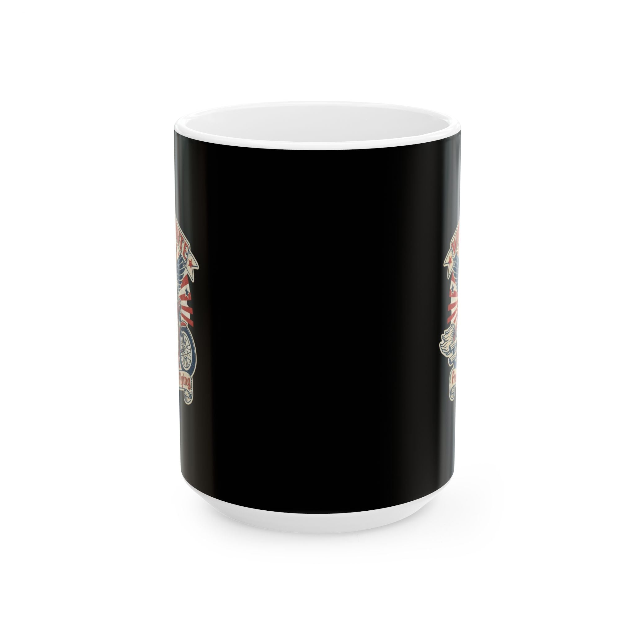 Vintage Freedom Rider Ceramic Mug - Perfect for Bikers, Gifts for Him/Her, Coffee Lovers, Independence Day Decor, Home Office
