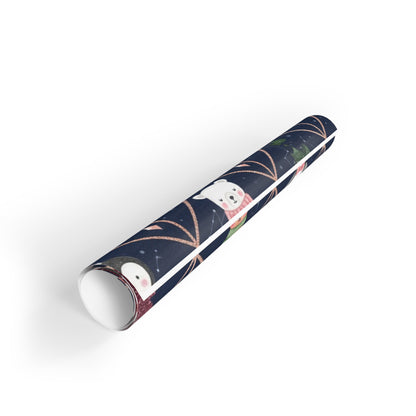 Festive Gift Wrapping Paper Roll - Holiday Cheer with Animals and Trees