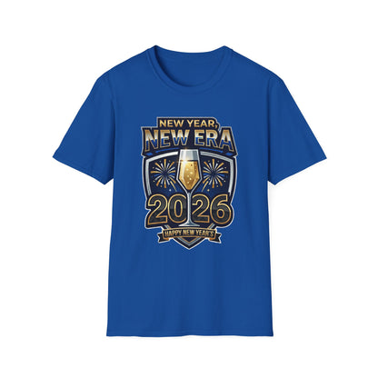 New Year 2026 T-Shirt – "New Year, New Era" Champagne & Fireworks Celebration Tee