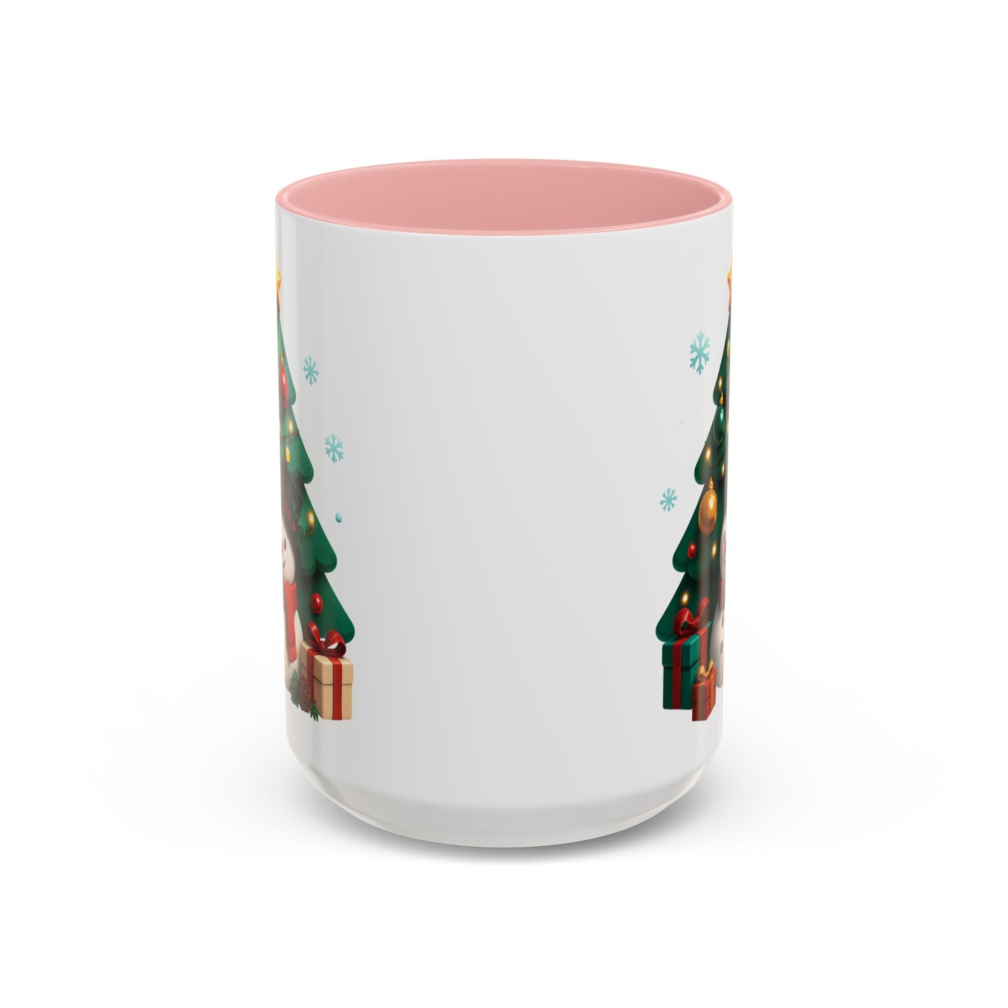Christmas Tree & Snowman Accent Coffee Mug — Festive Holiday 11/15oz Ceramic