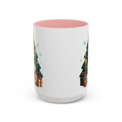 Christmas Tree & Snowman Accent Coffee Mug — Festive Holiday 11/15oz Ceramic