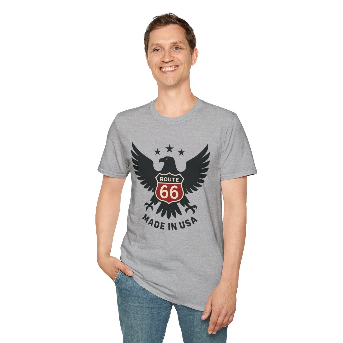 American Route 66 Eagle T-Shirt — Made in USA Vintage Roadtrip Tee