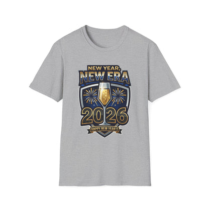 New Year 2026 T-Shirt – "New Year, New Era" Champagne & Fireworks Celebration Tee