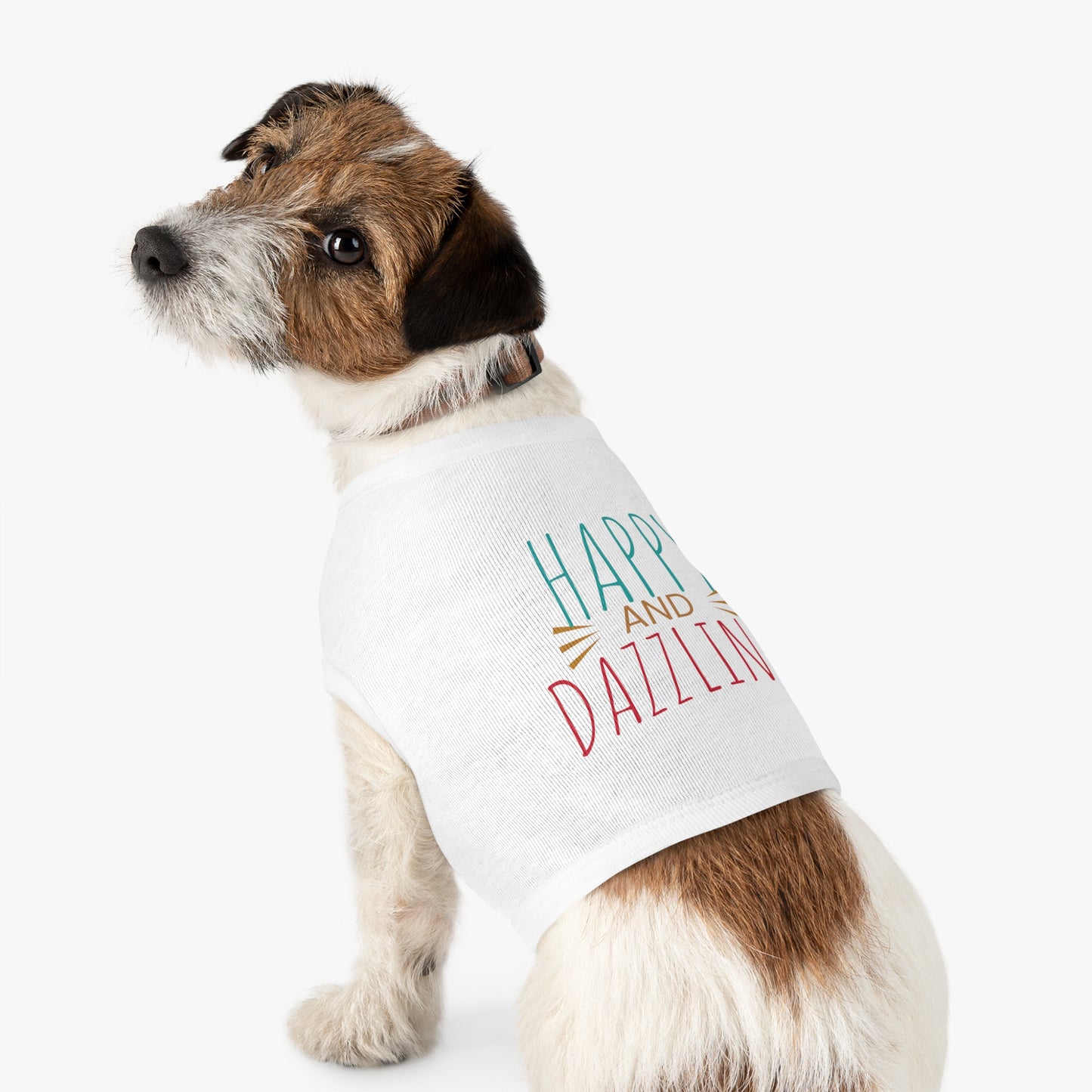 Happy and Dazzling Pet Tank Top — Colorful Graphic Dog Shirt for Everyday Wear