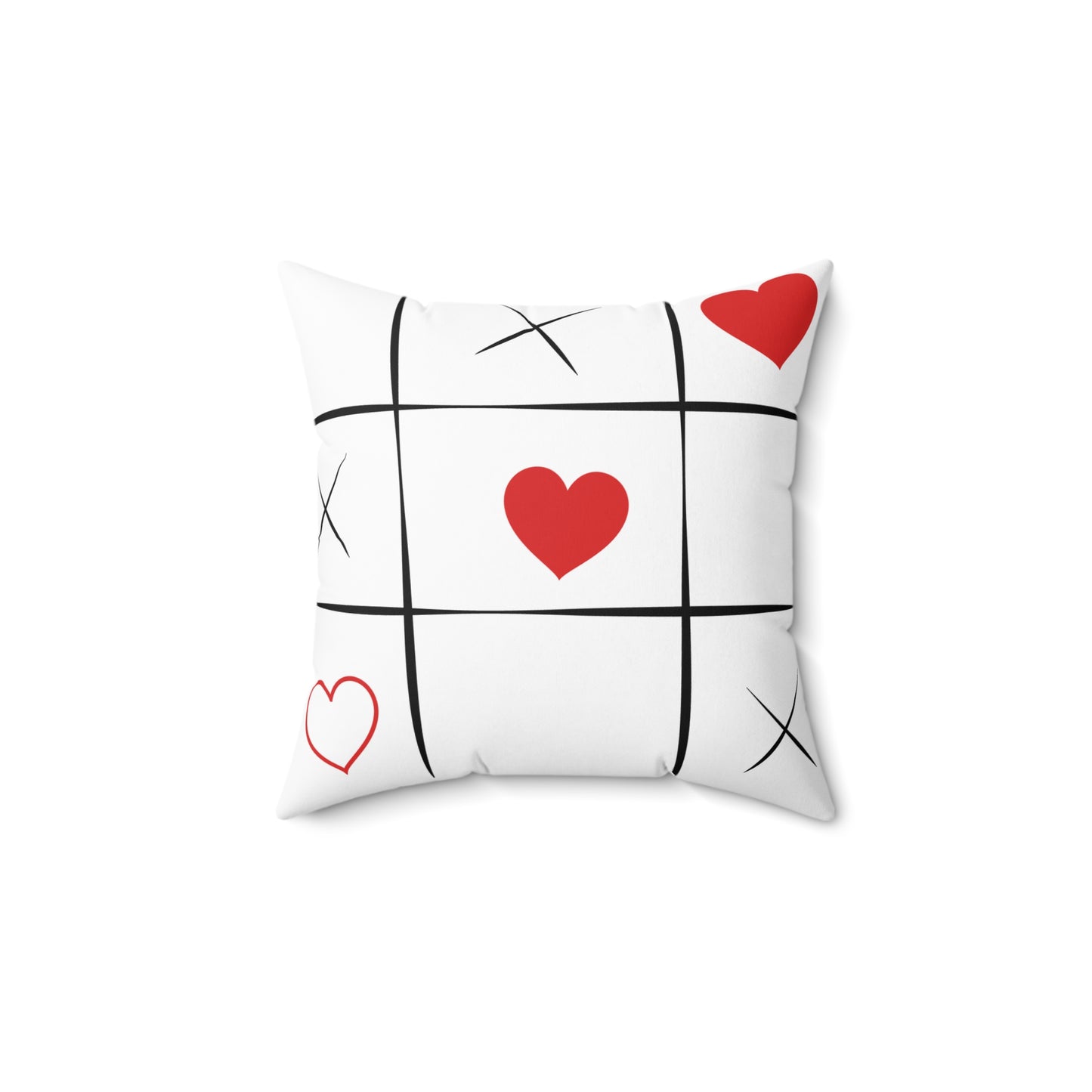 Heart Tic-Tac-Toe Decorative Throw Pillow — Valentine Accent Cushion (free shipping)