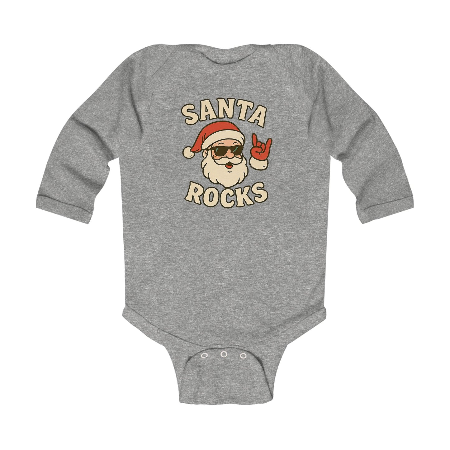 Infant Bodysuit — 'Santa Rocks' Cute Rocker Santa Baby Onesie, Christmas Holiday Outfit