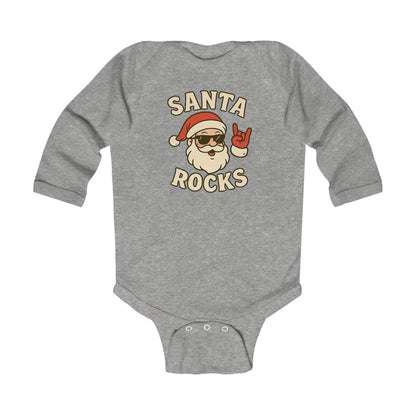 Infant Bodysuit — 'Santa Rocks' Cute Rocker Santa Baby Onesie, Christmas Holiday Outfit