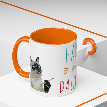 Happy and Dazzling Smoking Cat Accent Coffee Mug — 11/15oz (free shipping)