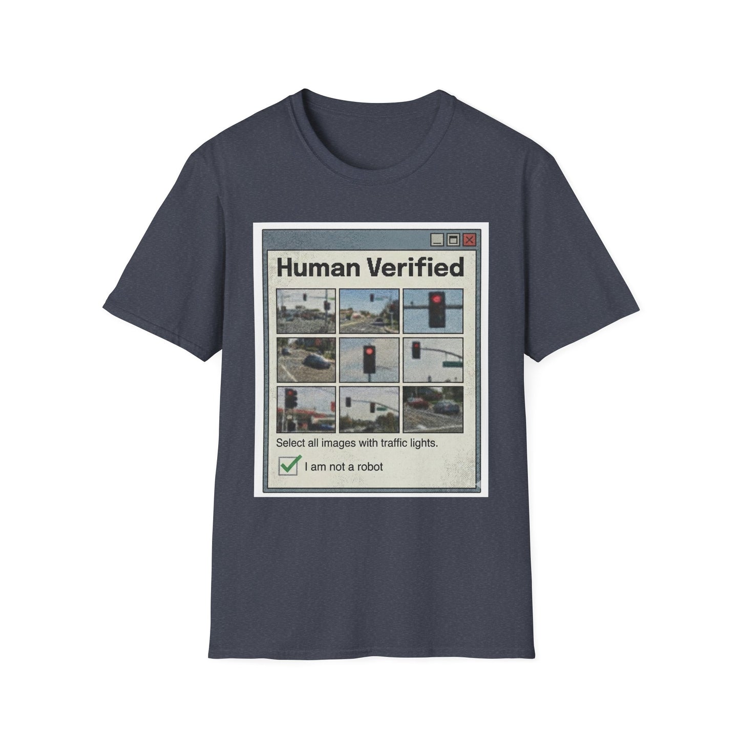 Human Verified T-Shirt – CAPTCHA Traffic Light Graphic Shirt