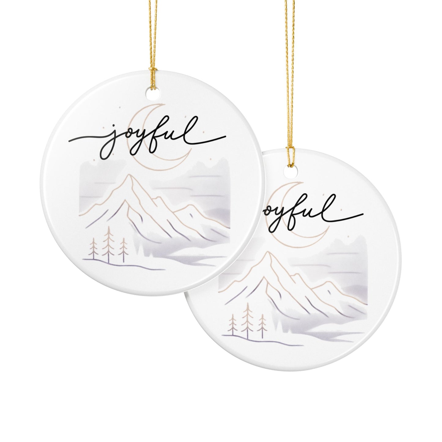 Joyful Mountain Ceramic Ornament – Holiday Tree Decoration
