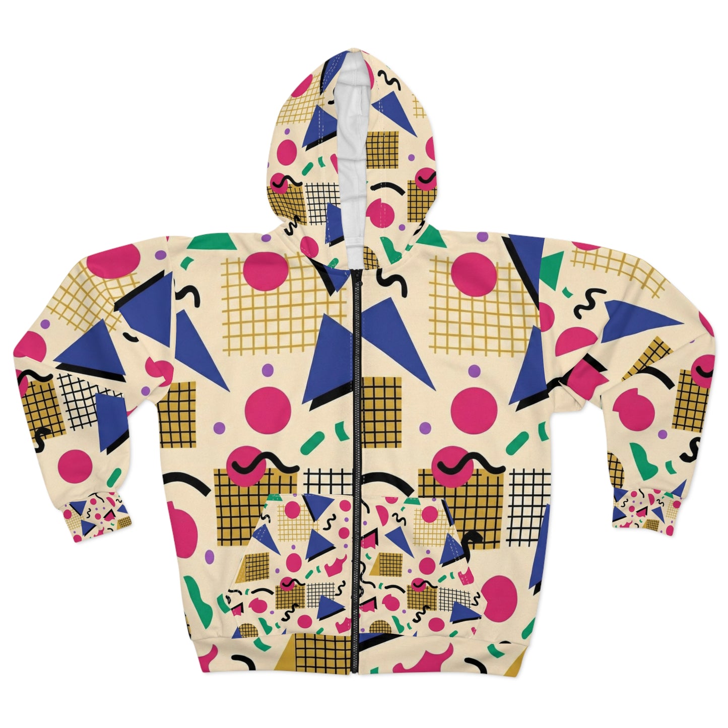 Retro Memphis 80’s Geometric Zip Hoodie