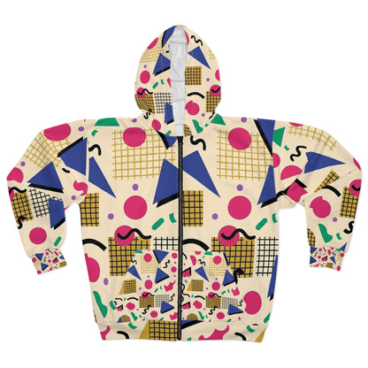 Retro Memphis 80’s Geometric Zip Hoodie