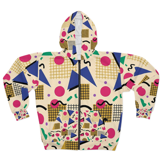 Retro Memphis 80’s Geometric Zip Hoodie