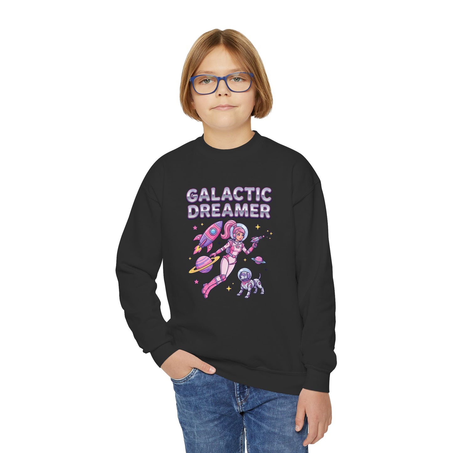 Youth Sweatshirt — "Galactic Dreamer" Astronaut Mermaid Crewneck