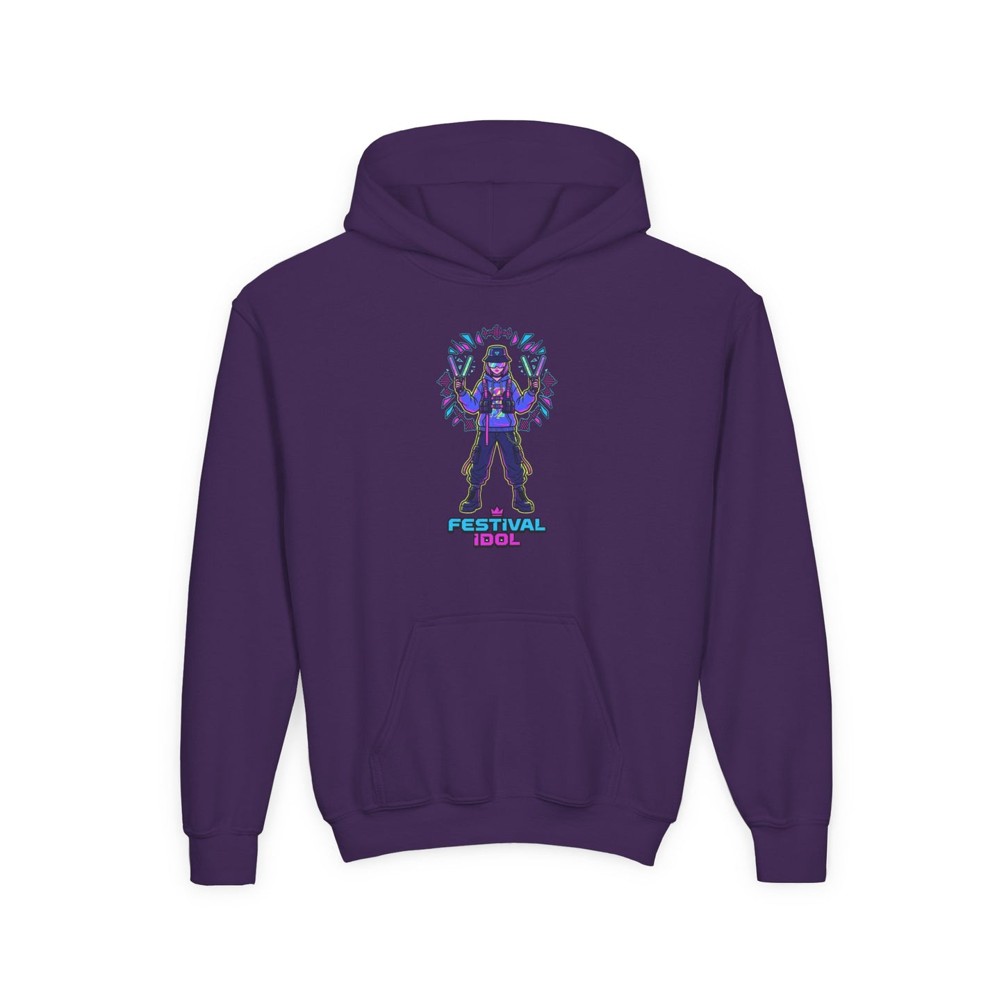 Youth Hoodie — Neon k-Pops Gamer Girl Graphic “Pixel Pal” Streetwear