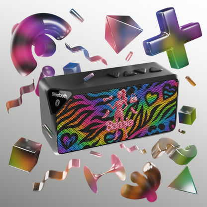 90’s retro Jabba Rainbow Zebra Bluetooth Speaker — Colorful Heart Pattern Portable Speaker