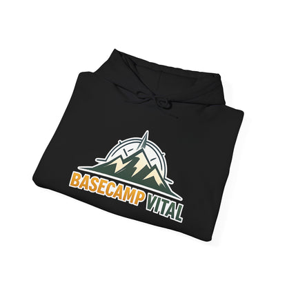 Base Camp Vital Outdoor Fleece Hoodie | Mountain Compass Graphic Pullover | 50/50 Midweight Trail Hoodie  Vital Hoodie  (free shipping)