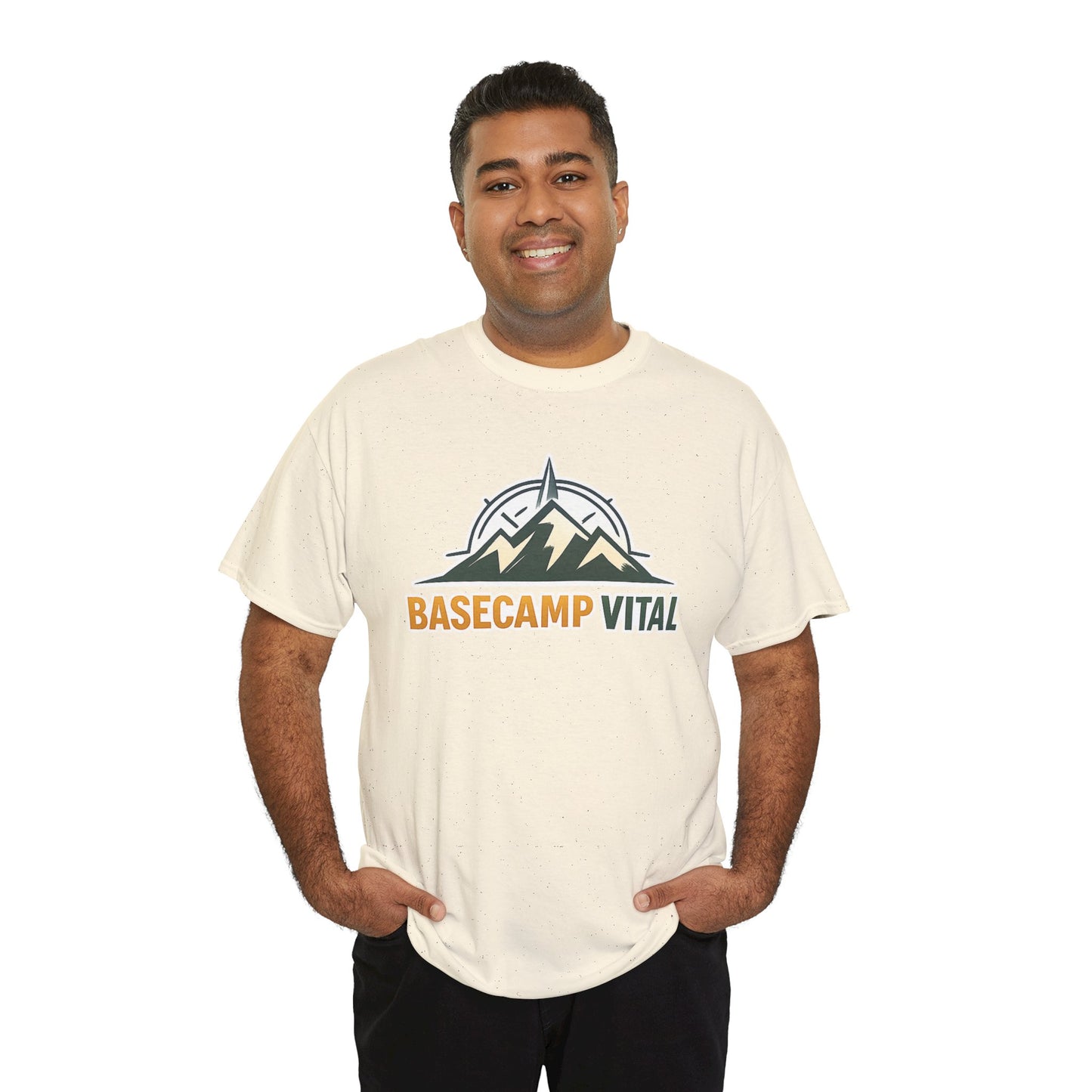 Base Camp Vital Mountain Compass Crewneck T-Shirt | Outdoor Hiking Graphic Tee | Midweight Cotton Trail Shirt (free shipping)