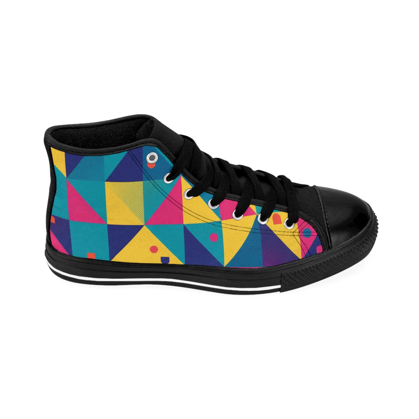 Men's Retro  Geometric Color-Block High-Top Sneakers — Men's Retro Triangle Pattern (free shipping)