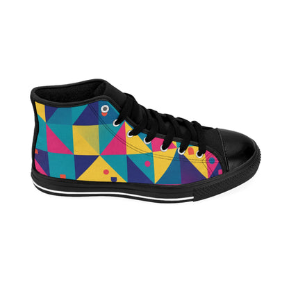 Men's Retro  Geometric Color-Block High-Top Sneakers — Men's Retro Triangle Pattern (free shipping)