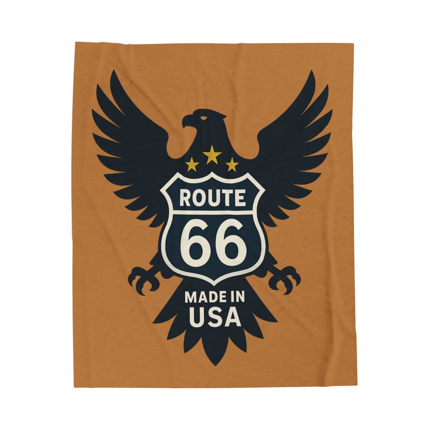 Route 66 Eagle Velveteen Plush Blanket — Made in USA Vintage Travel Throw
