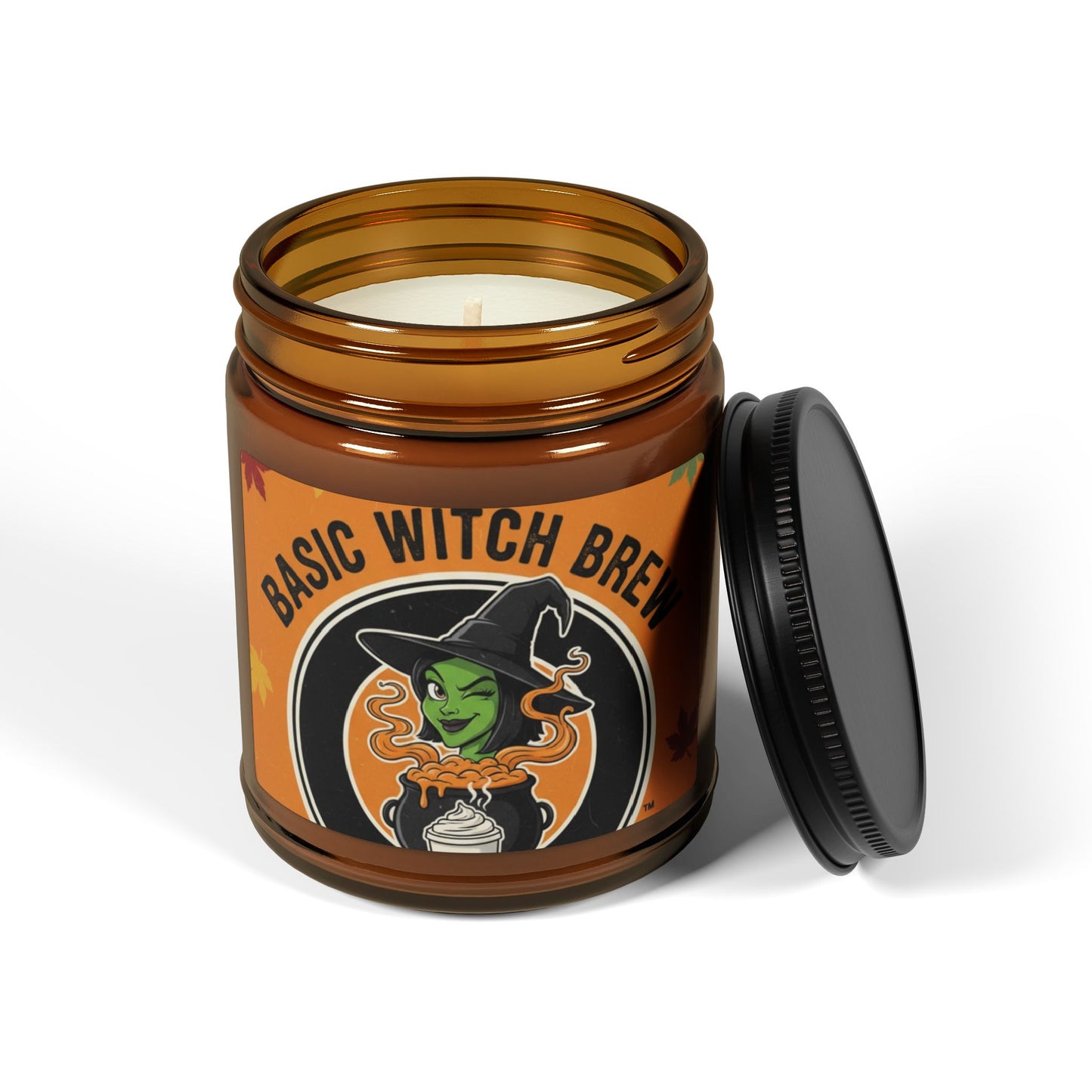 Witchy Scented Candle: Basic Witch Brew, Fall Decor, Halloween Gift, Cozy Vibes, Aromatherapy, Amber Jar