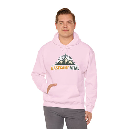 Base Camp Vital Outdoor Fleece Hoodie | Mountain Compass Graphic Pullover | 50/50 Midweight Trail Hoodie  Vital Hoodie  (free shipping)