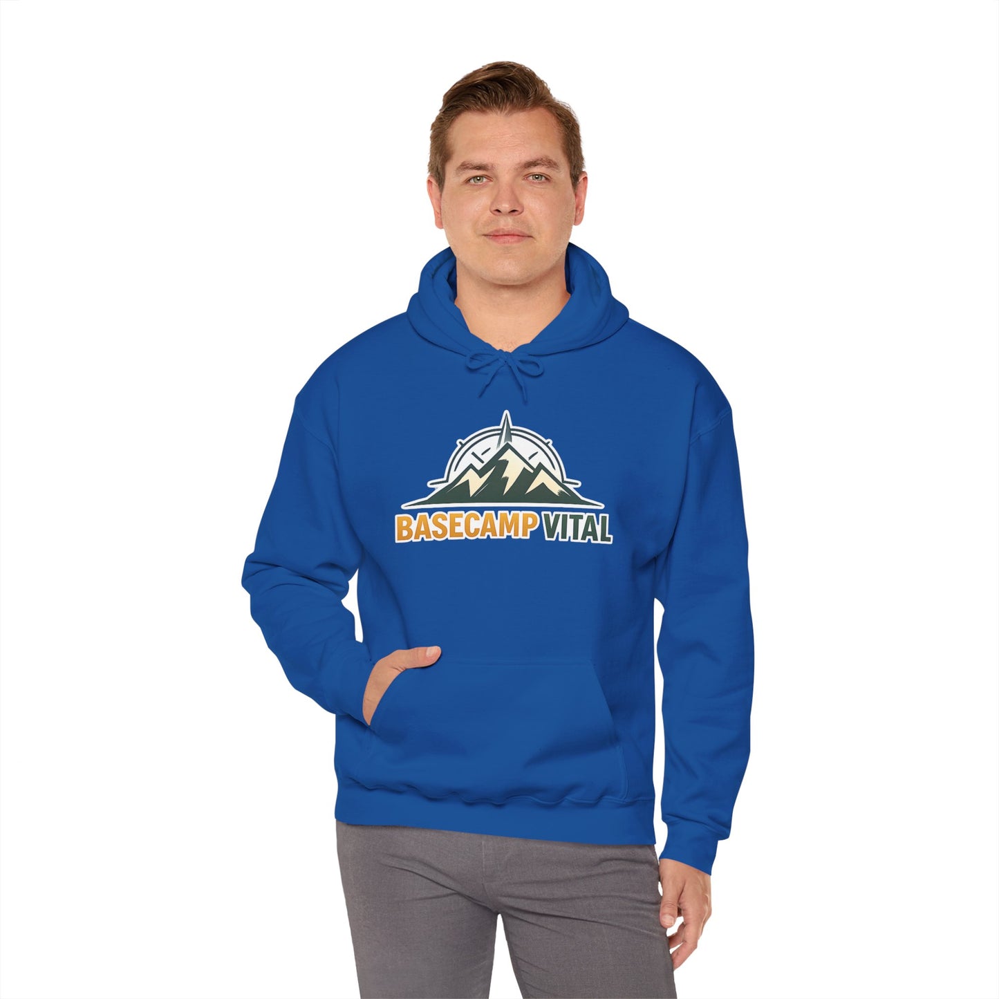 Base Camp Vital Outdoor Fleece Hoodie | Mountain Compass Graphic Pullover | 50/50 Midweight Trail Hoodie  Vital Hoodie  (free shipping)