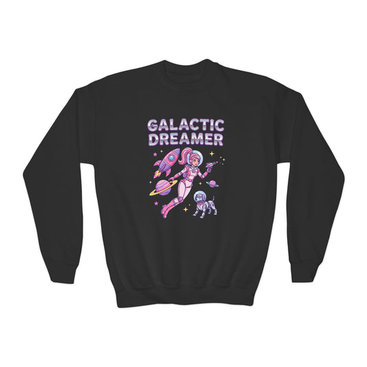 Youth Sweatshirt — "Galactic Dreamer" Astronaut Mermaid Crewneck