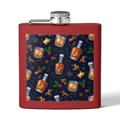 Whiskey Flask — Holiday Spirits Pattern 6oz Stainless Steel Flask (free shipping)