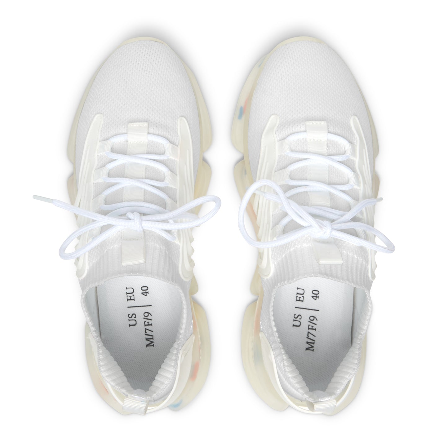 Women’s White Mesh Sneakers — Lightweight Breathable Athletic Shoes with Color-Accent Sole