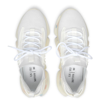 Women’s White Mesh Sneakers — Lightweight Breathable Athletic Shoes with Color-Accent Sole