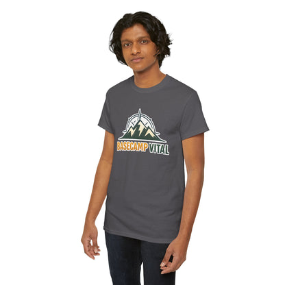 Base Camp Vital Mountain Compass Crewneck T-Shirt | Outdoor Hiking Graphic Tee | Midweight Cotton Trail Shirt (free shipping)