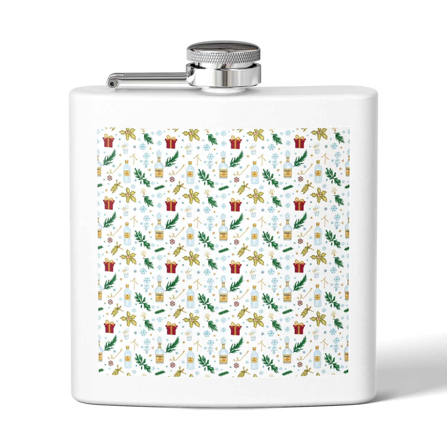 Holiday Flask — 6oz Stainless Steel Christmas Pattern Hip Flask (Free Shipping)