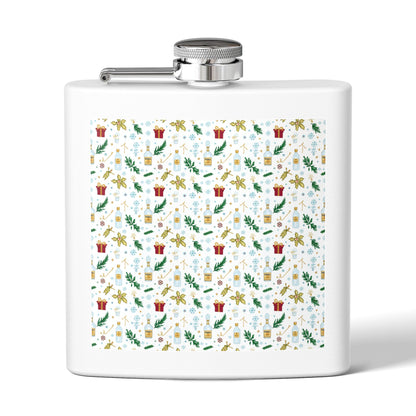 Holiday Flask — 6oz Stainless Steel Christmas Pattern Hip Flask (Free Shipping)