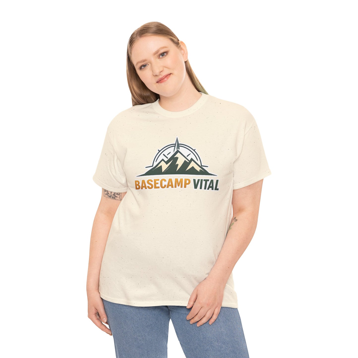 Base Camp Vital Mountain Compass Crewneck T-Shirt | Outdoor Hiking Graphic Tee | Midweight Cotton Trail Shirt (free shipping)