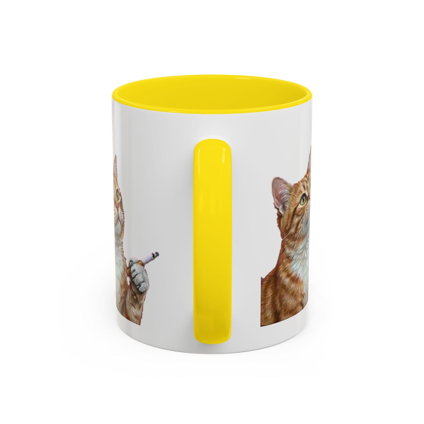 Happy and Dazzling Smoking Cat Coffee Mug — Cute Ginger Cat Accent Mug (11/15oz) (free shipping)