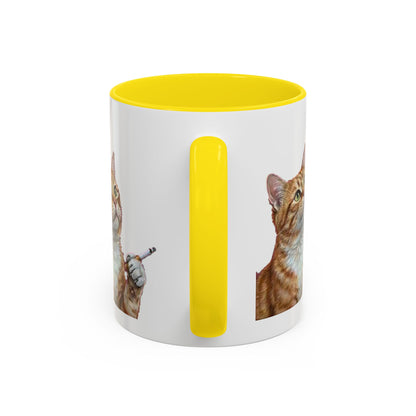 Happy and Dazzling Smoking Cat Coffee Mug — Cute Ginger Cat Accent Mug (11/15oz) (free shipping)