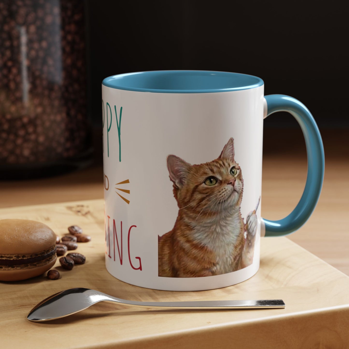 Happy and Dazzling Smoking Cat Coffee Mug — Cute Ginger Cat Accent Mug (11/15oz) (free shipping)