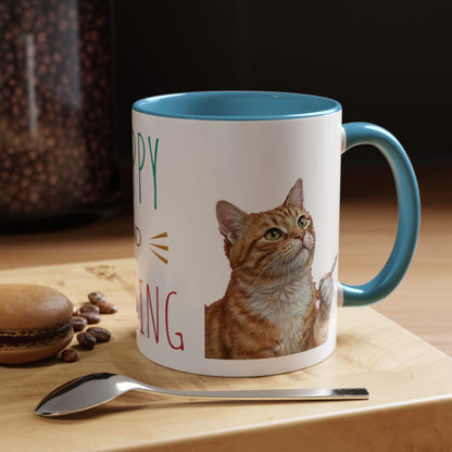 Happy and Dazzling Smoking Cat Coffee Mug — Cute Ginger Cat Accent Mug (11/15oz) (free shipping)