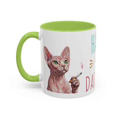 Happy and Dazzling smoking Cat Coffee Mug — Sphynx Cat Accent Mug (11/15oz) (free shipping)