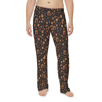 Men's whiskey style Holiday Pajama Pants — Gingerbread & Candy Cane All-Over Print