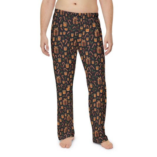 Men's whiskey style Holiday Pajama Pants — Gingerbread & Candy Cane All-Over Print